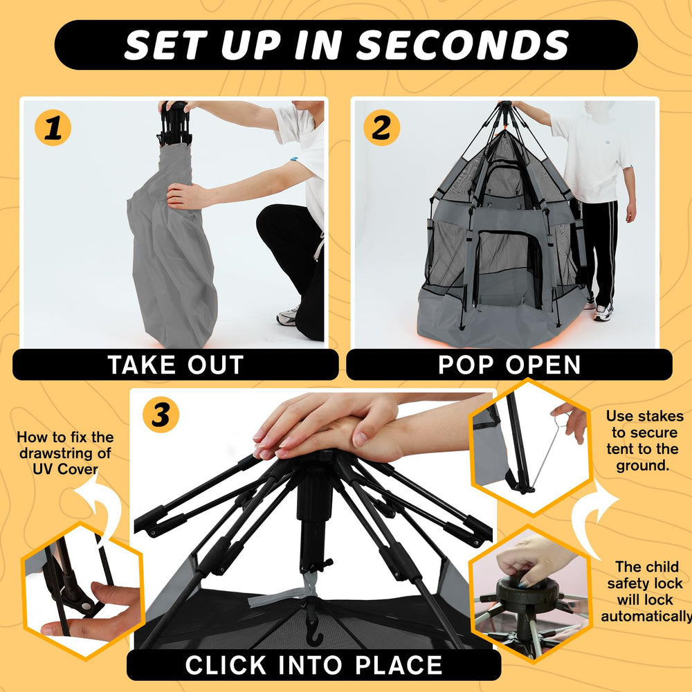 Safety lock on GEIYATOI playpen enhances stability during playtime.