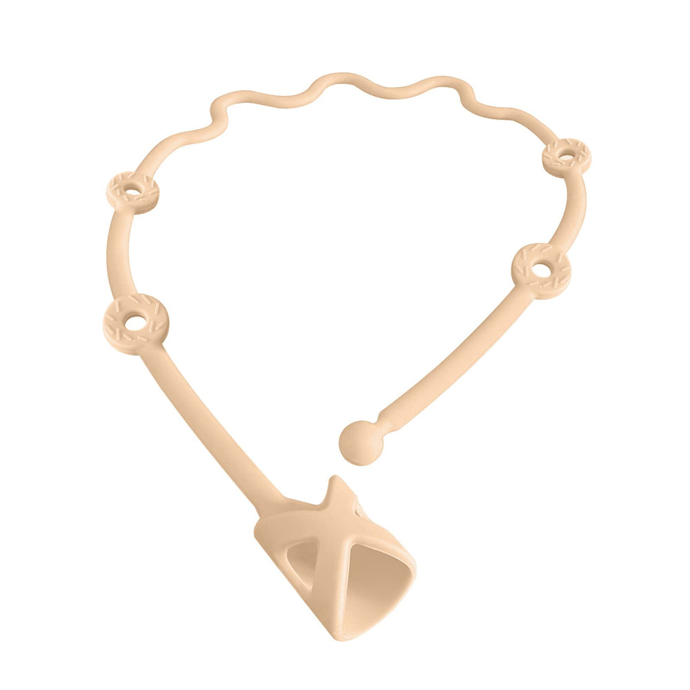 Gelinor baby spoon strap in pink keeps utensils within reach during meals
