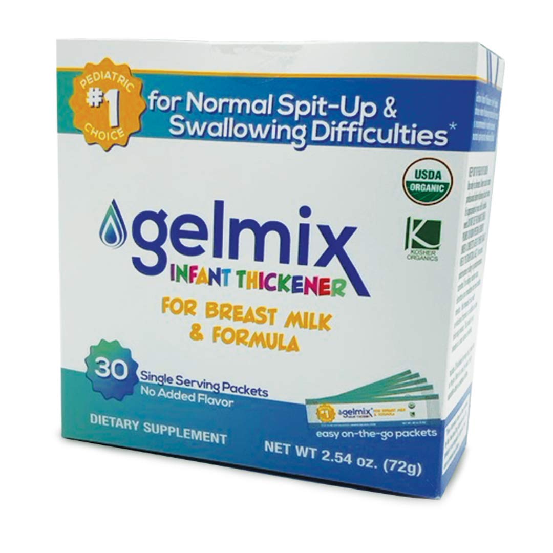 Gelmix Infant Thickener box of 30 sticks shown for easy bottle feeding
