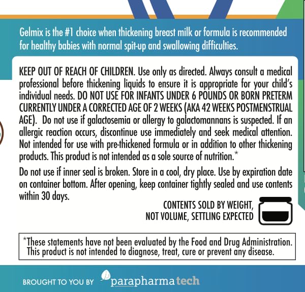 Gelmix label closeup showing allergen-free formula details