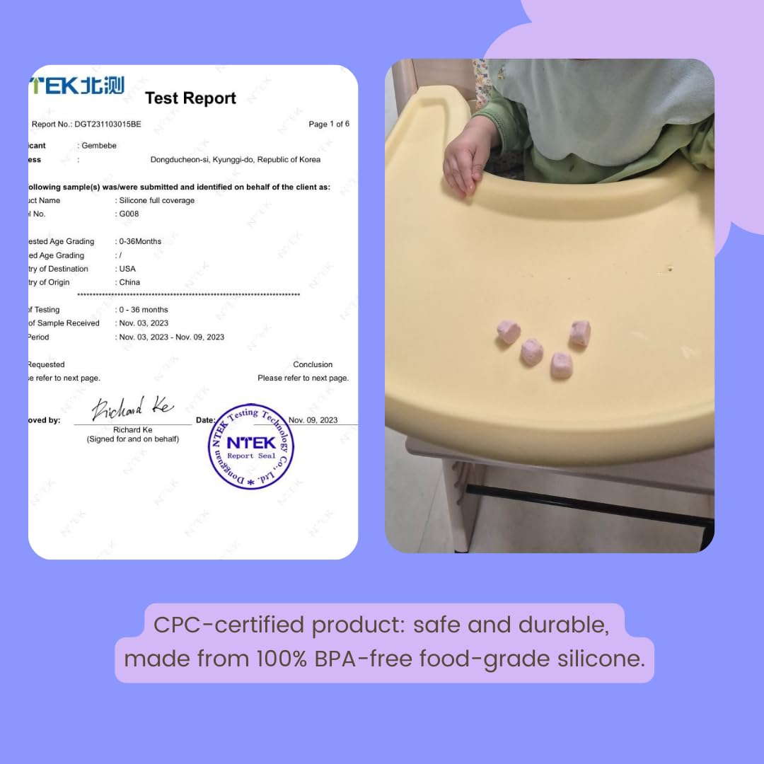 Gembebe BPA-free, food-grade silicone provides safe, worry-free mealtimes.