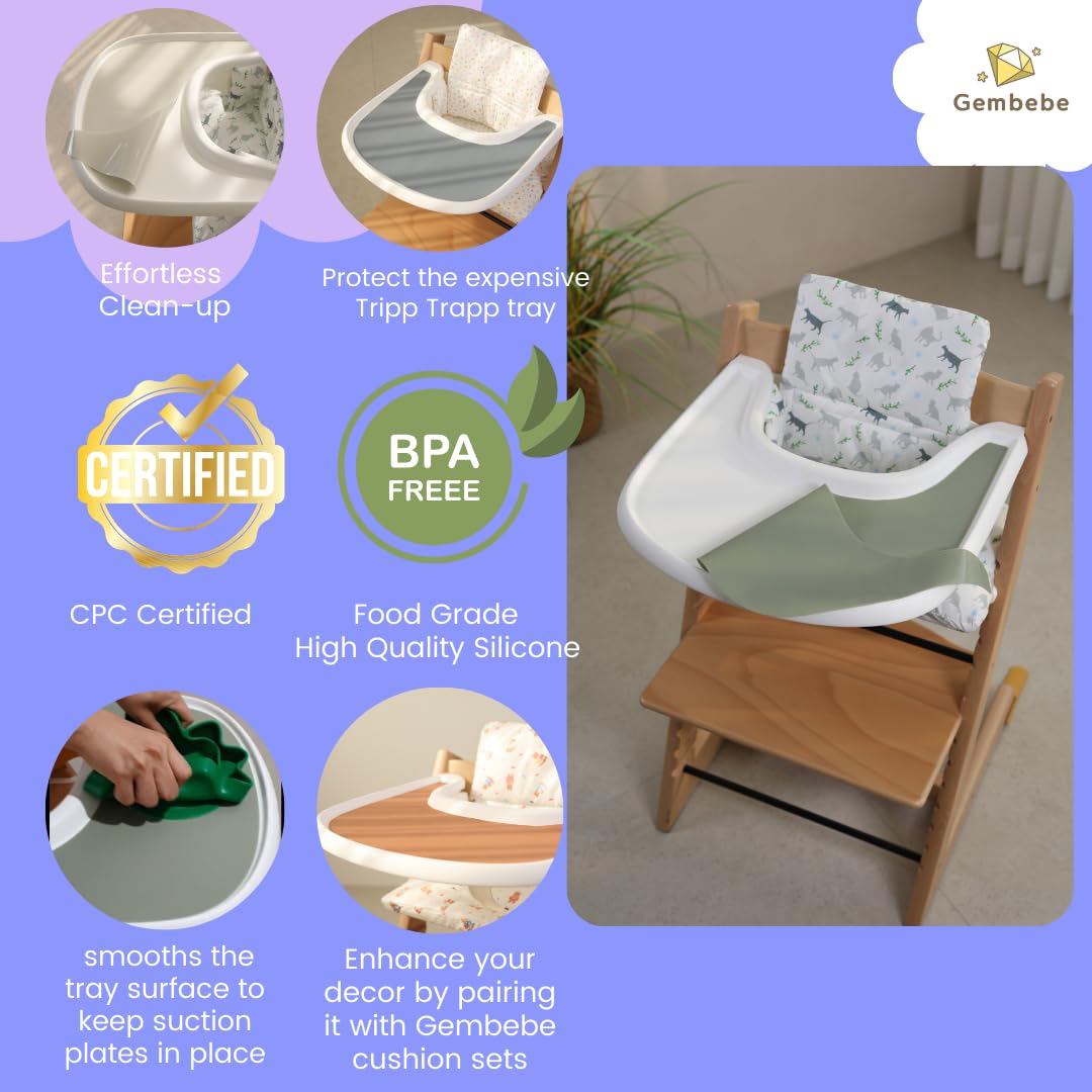 Gembebe silicone tray placemat suction-plate holds cups in place