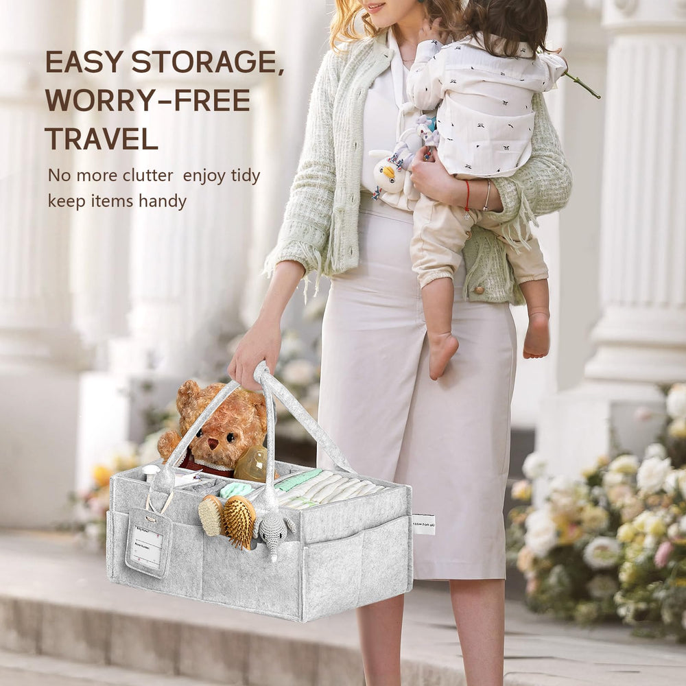 GEMII diaper caddy includes a dedicated bottle compartment