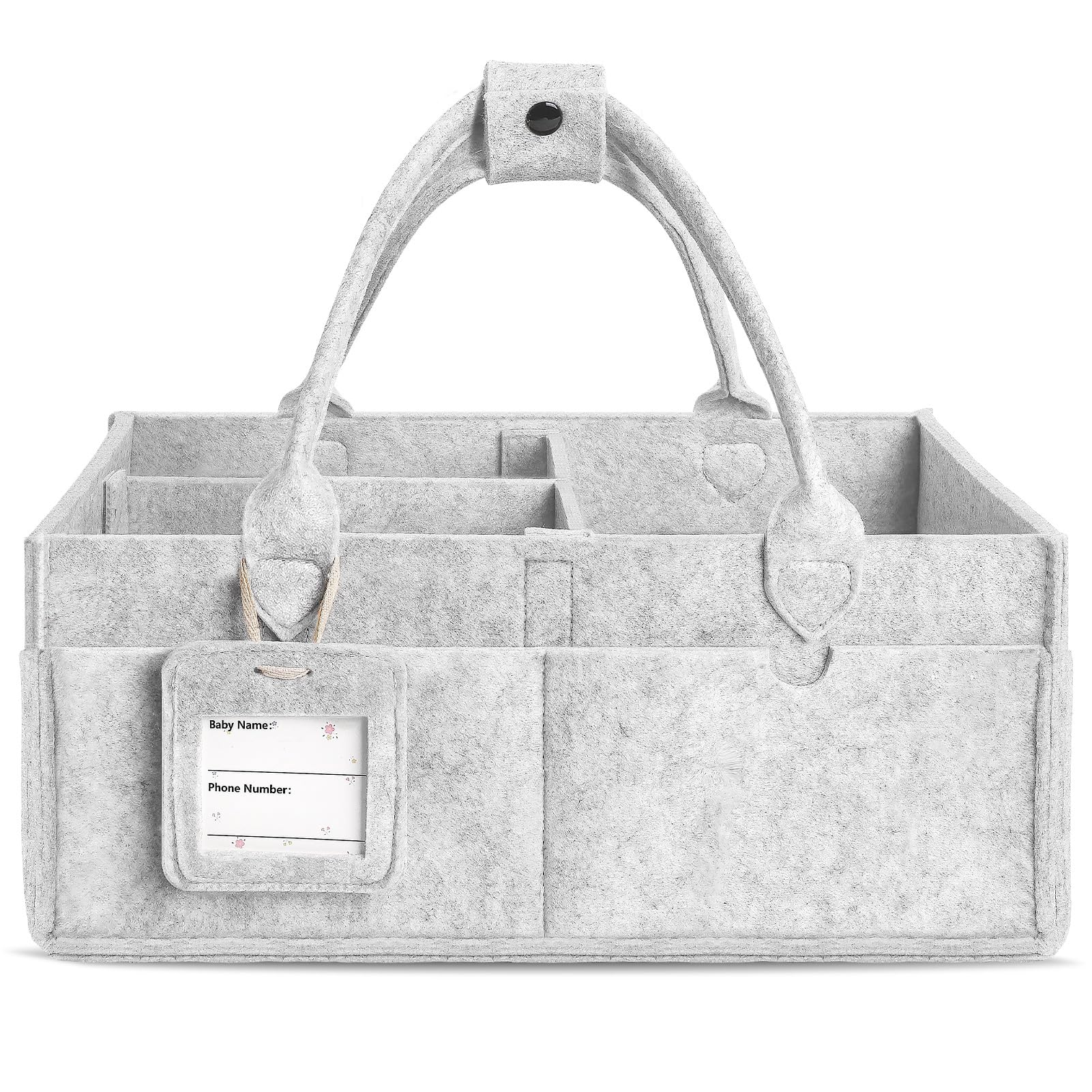 GEMII diaper caddy gray exterior pockets for easy-access baby supplies