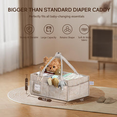 GEMII diaper caddy large oatmeal removable insert doubles as toy storage.