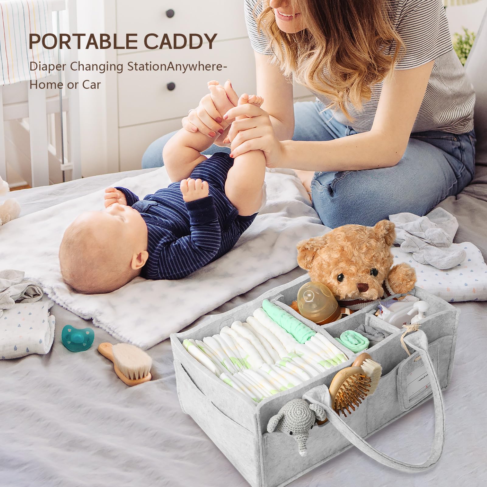 GEMII diaper caddy doubles as toy storage when needed