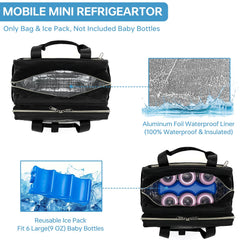 GEMIU bottle capacity image demonstrates holding six 9-ounce bottles securely