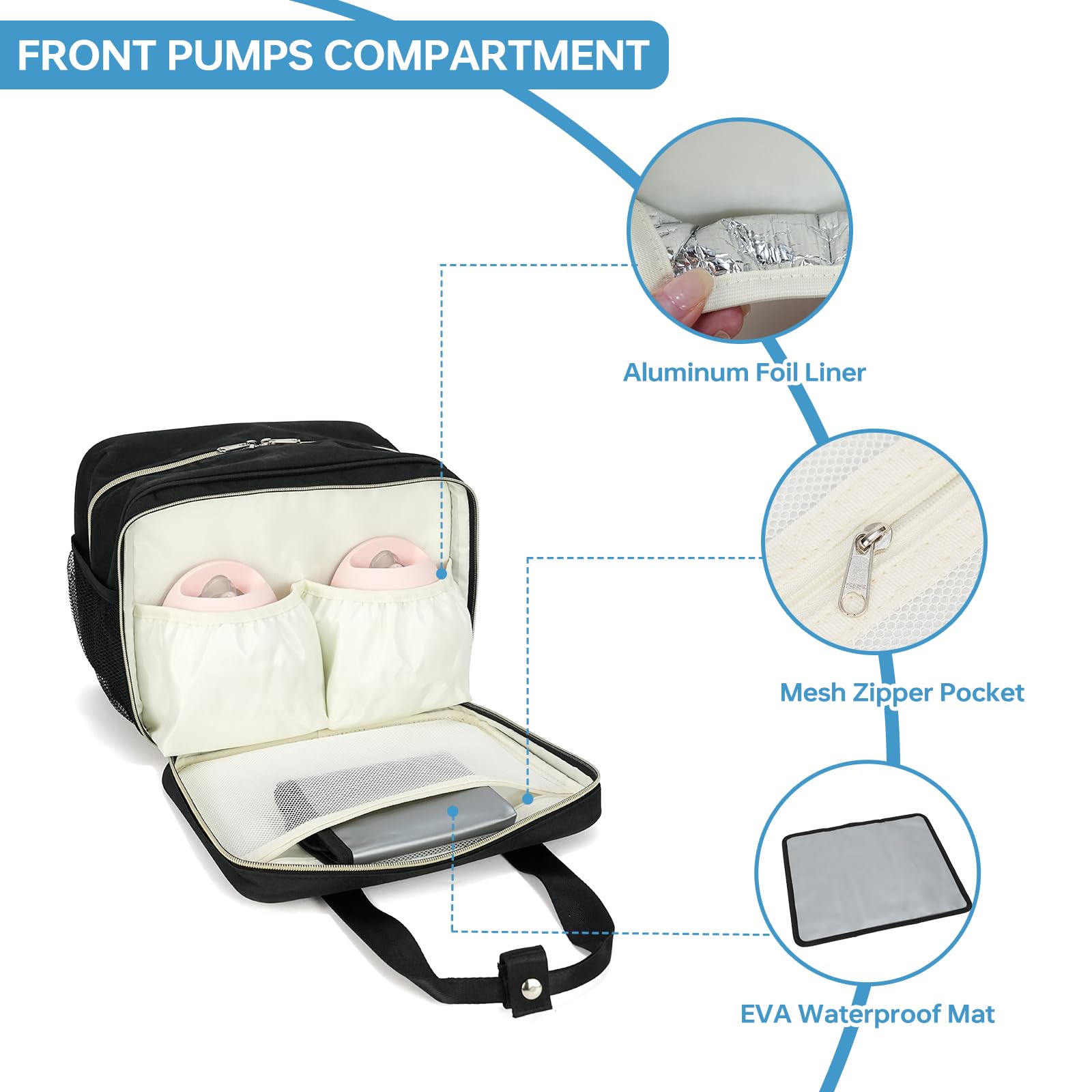 GEMIU cooler bag side pocket keeps accessories organized for busy nursing moms