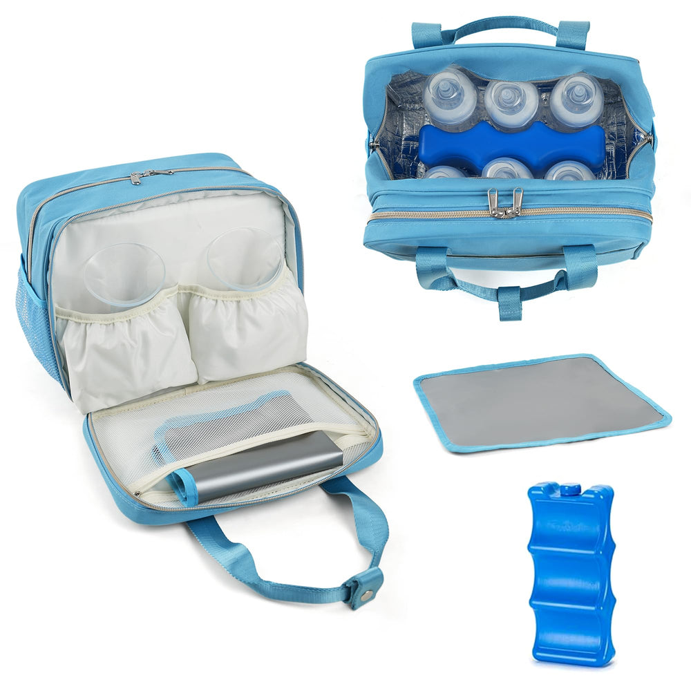 GEMIU breastmilk cooler bag showing six-bottle capacity for on-the-go feeding