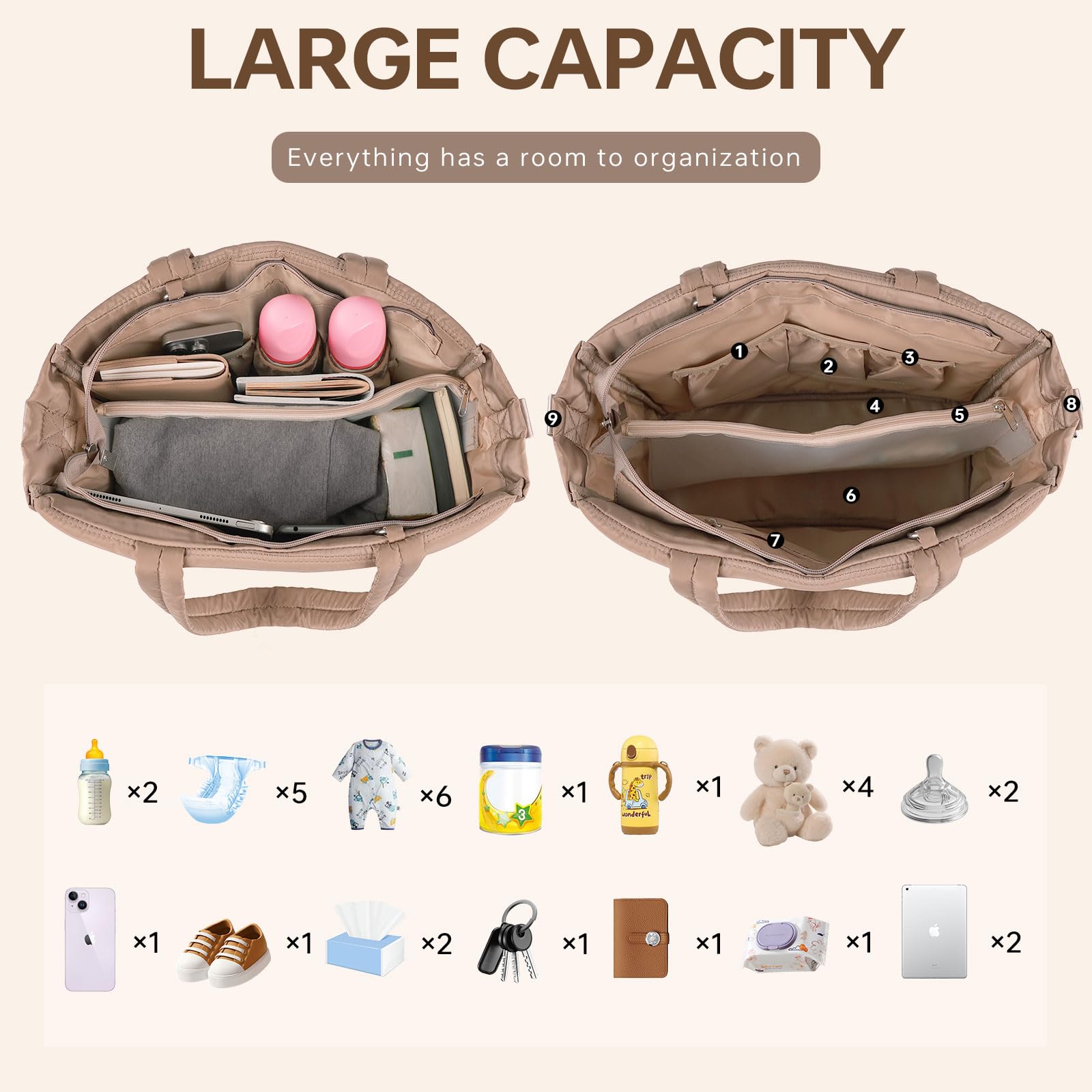 GEMIU Diaper Bag Tote silicone pacifier case keeps pacifiers clean and handy.