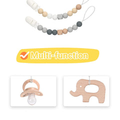 Close-up of the soft buckle clip for secure pacifier attachment.