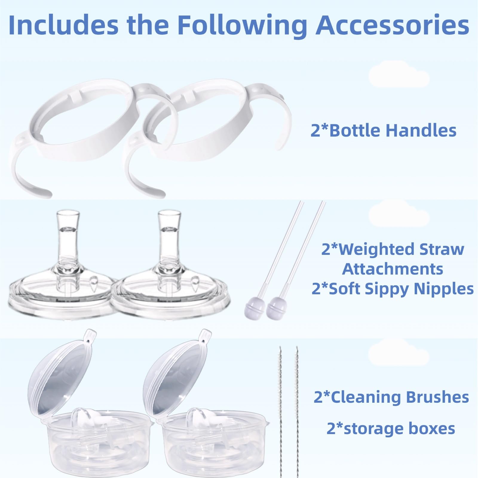 Generic 2Pack sippy cup conversion kit dishwasher-safe spouts for easy cleaning.