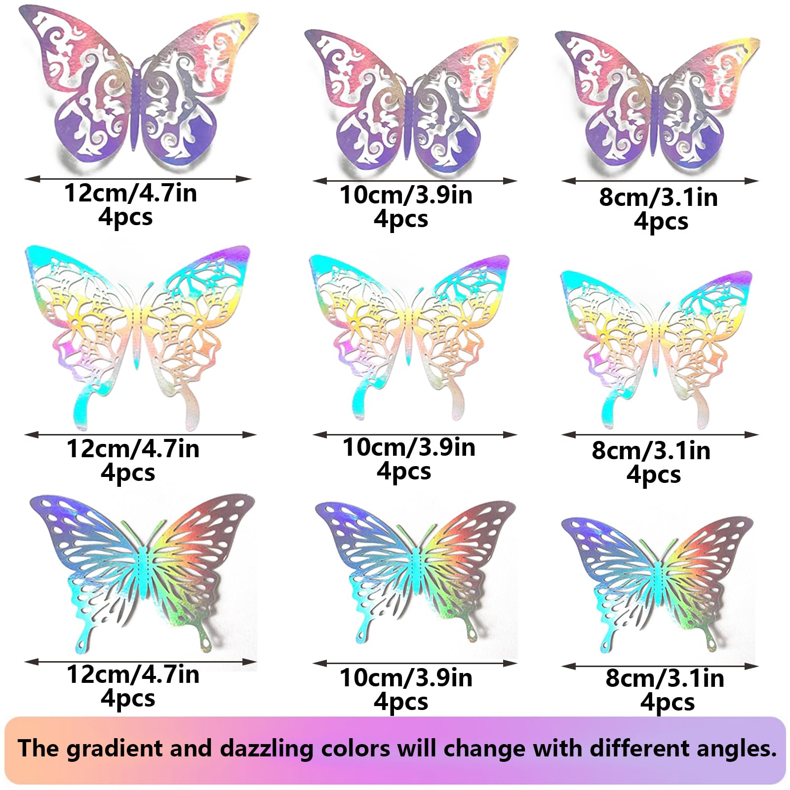 Generic 3D Laser Butterfly Wall Decor silver decorative pieces for parties and events