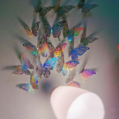 Generic 3D Laser Butterfly Wall Decor silver wings folded for 3D effect on surface