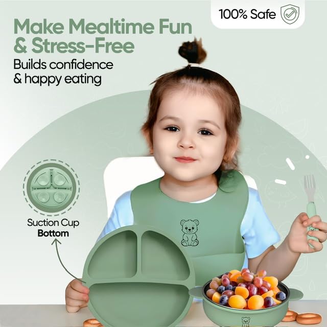 Generic 9-Piece Silicone Baby Feeding Set spoon designed for tiny hands and easy grip.