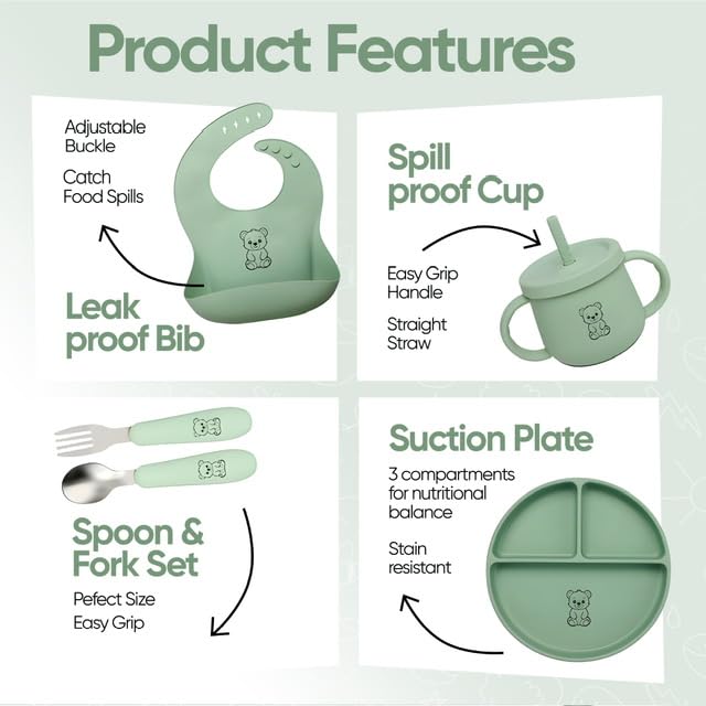 Generic 9-Piece Silicone Baby Feeding Set training-cup supports budding independence on the go.