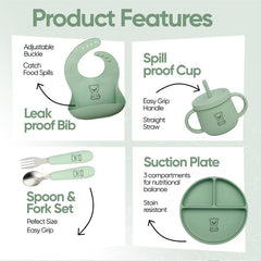 Generic 9-Piece Silicone Baby Feeding Set training-cup supports budding independence on the go.