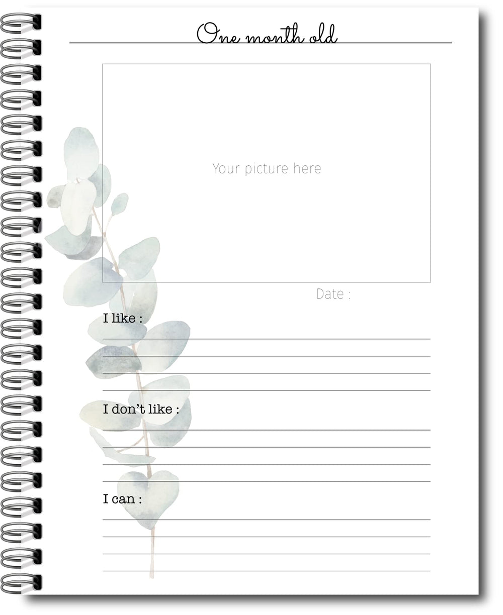 Générique My Baby Memories Book growth and footprints page for keepsakes