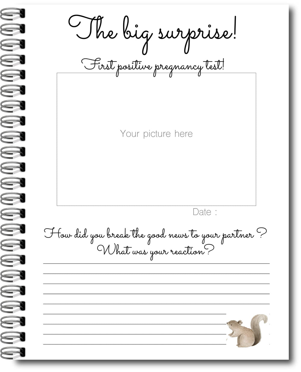 Générique My Baby Memories Book ultrasound page capturing big news with notes