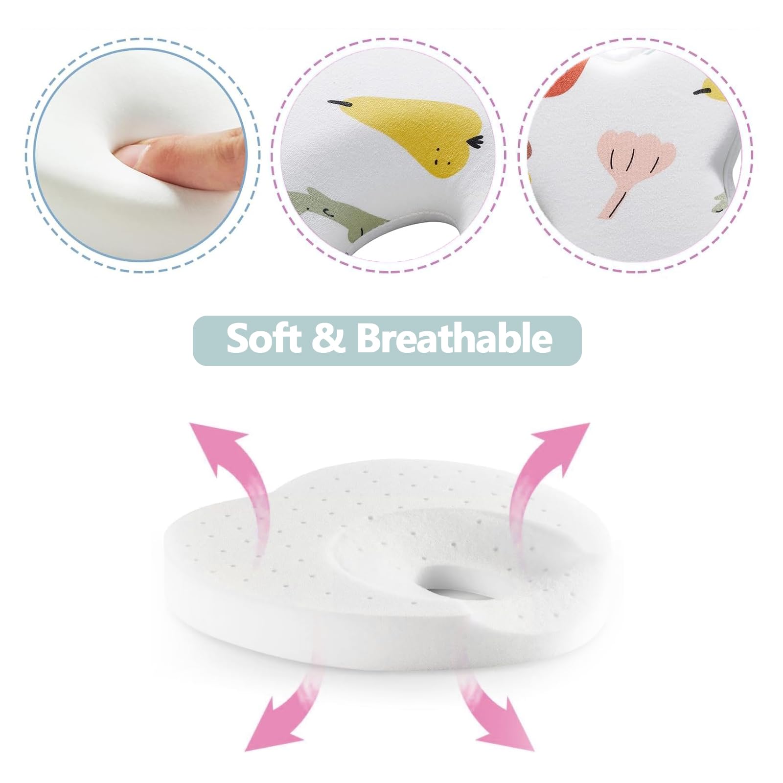 Generic Baby Pillow breathable cover helps keep infants cool and comfortable.