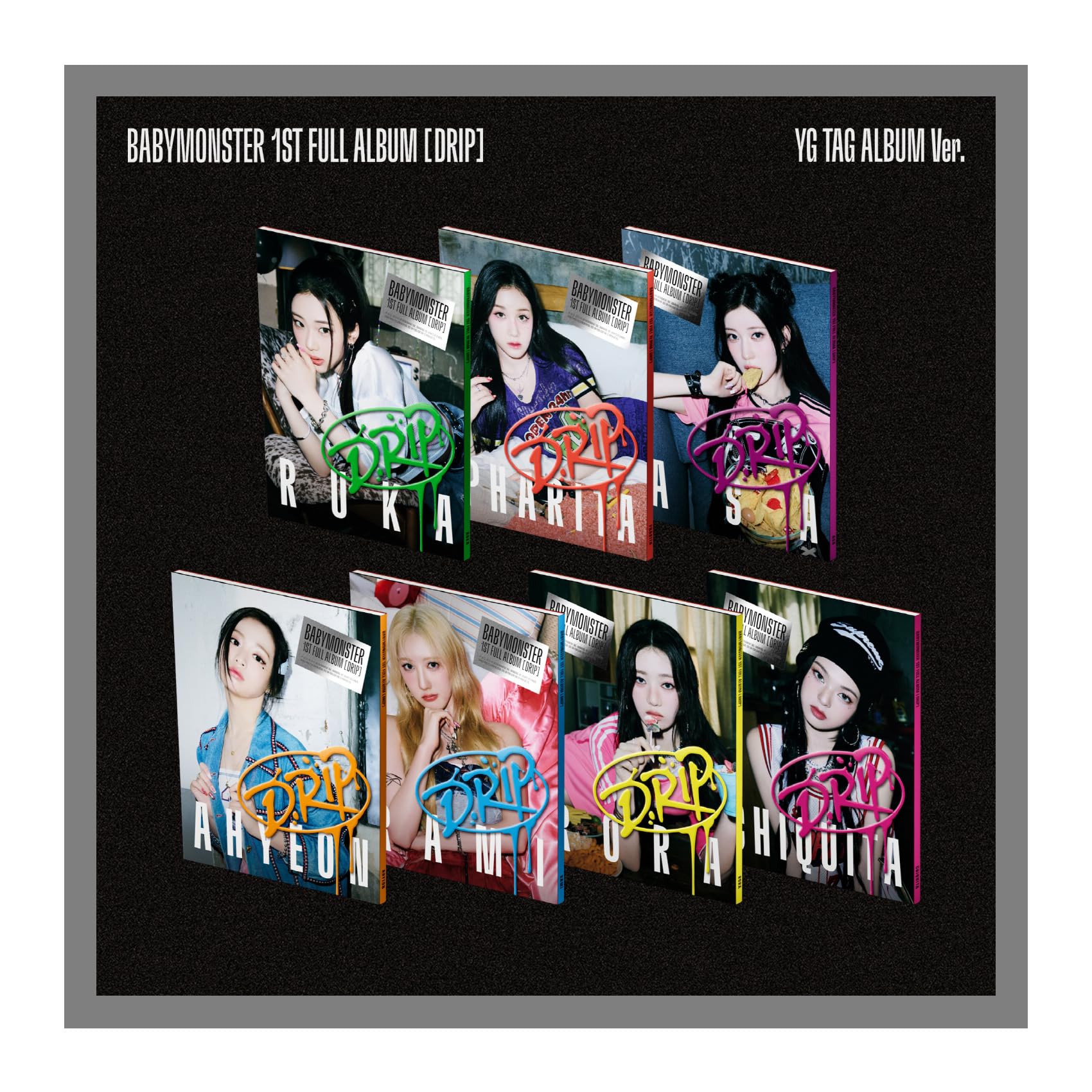 Generic BabyMonster Drip album cover with vibrant art, ideal for display and fan collection.