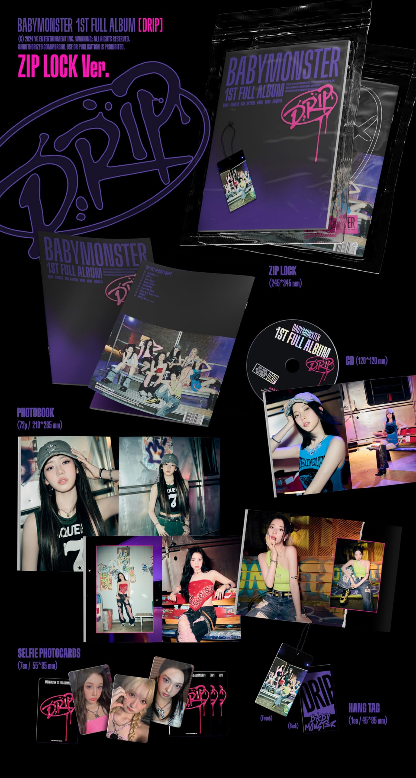 Generic BabyMONSTER Drip YG TAG version box with QR card and photo book for display