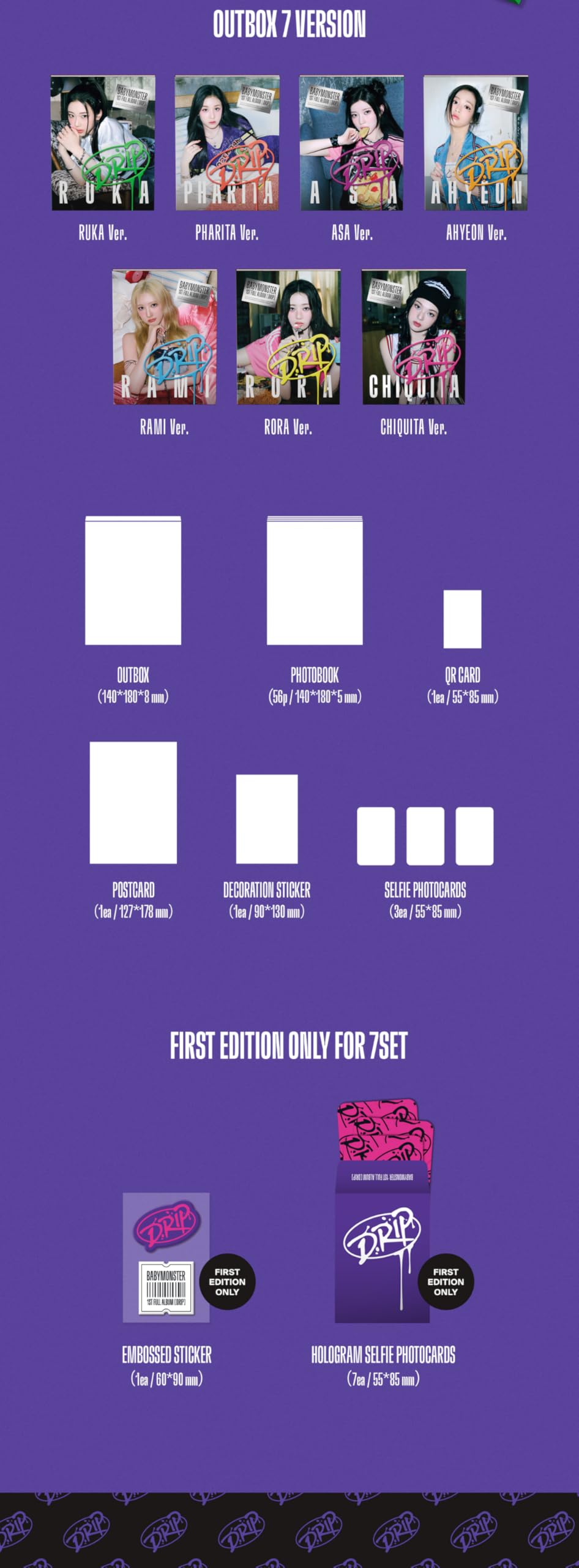 Generic BabyMonster Drip zip-lock contents featuring CD and photo book, ideal for collectors and fans.