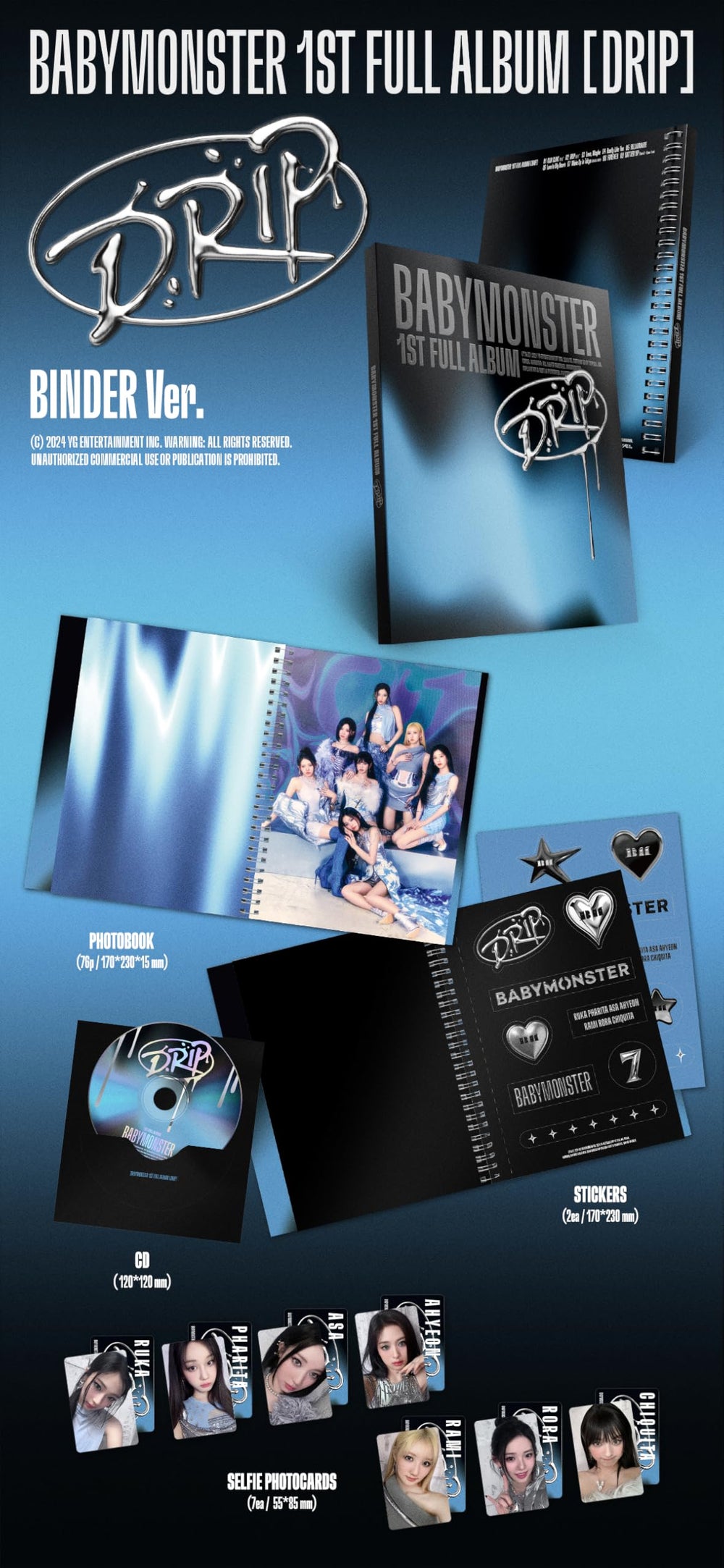 Generic BabyMONSTER Drip Zip Lock edition CD with 72-page photo book for keepsakes
