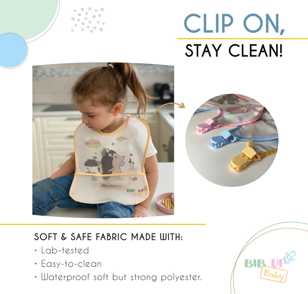 Generic Bib Up neck-free comfort supports calm feeding sessions.