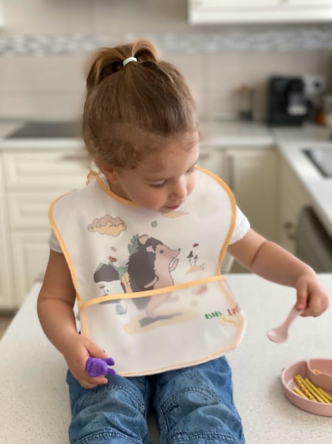 Generic Bib Up waterproof polyester resists spills for quick cleanup.