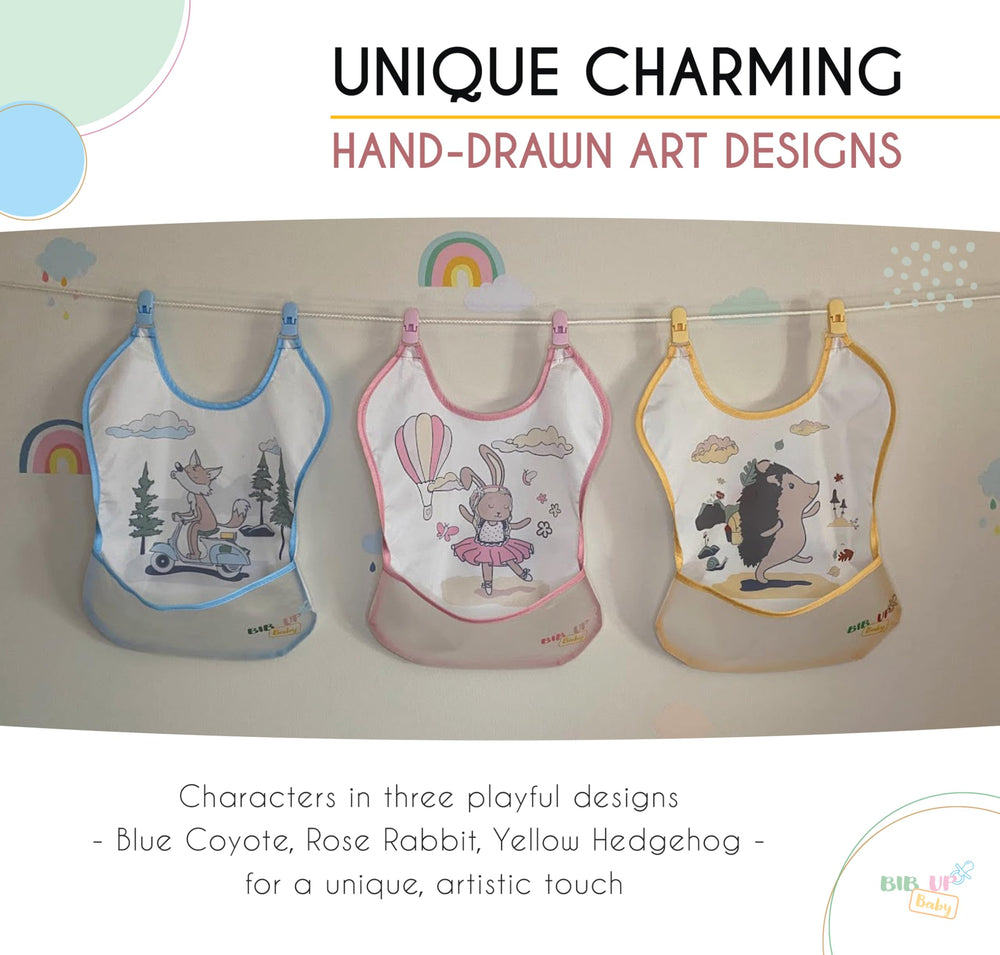 Generic Bib Up yellow design brightens every feeding moment.