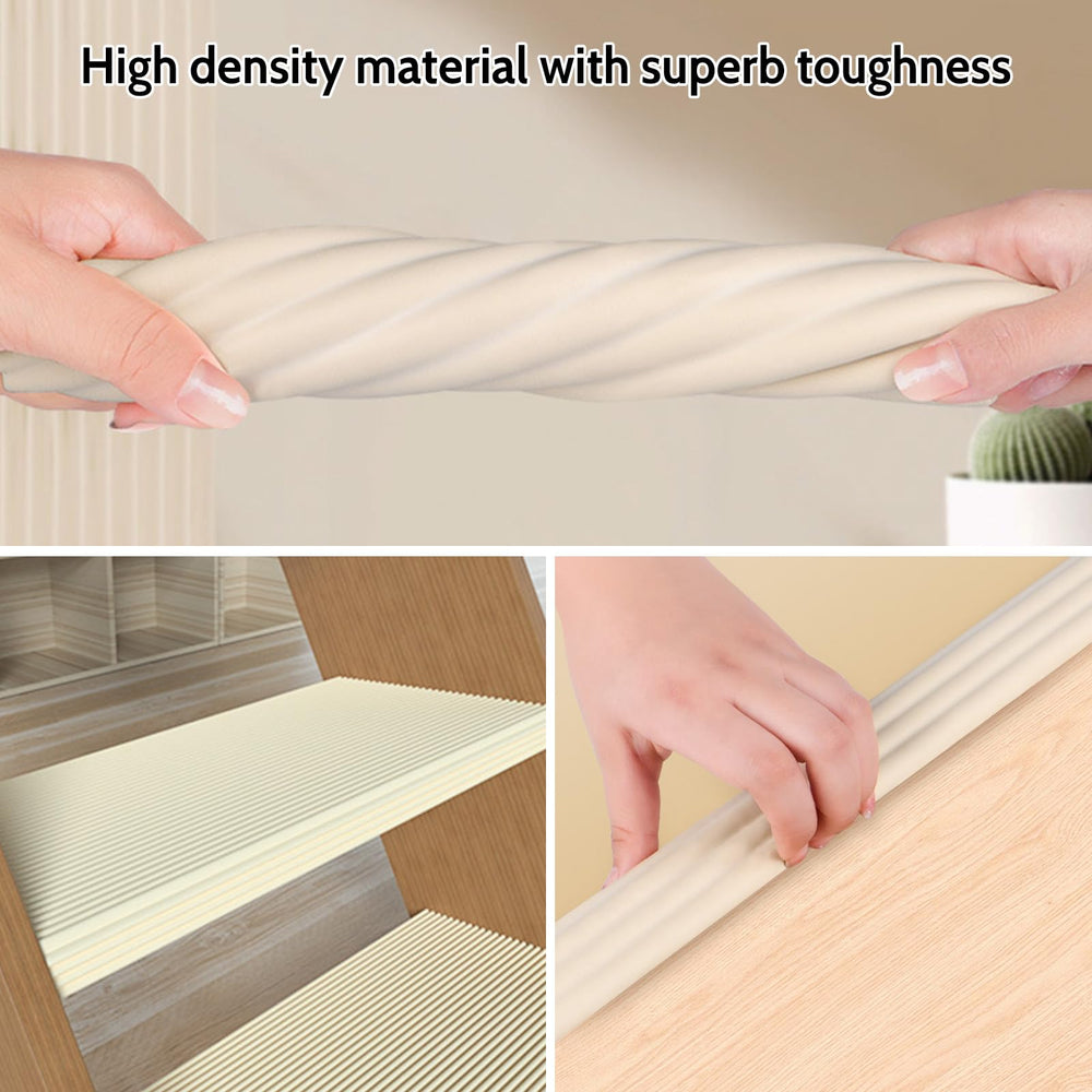 Generic brown foam corner guard on a TV stand blends with furniture while safeguarding edges.