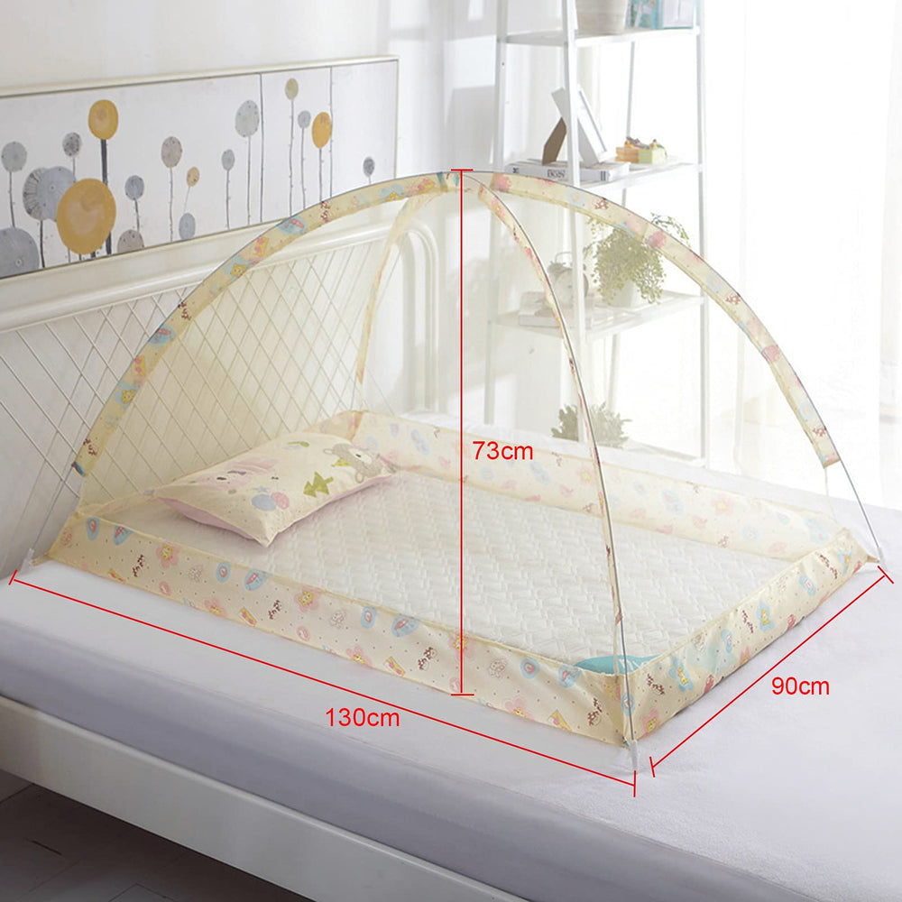 Generic crib netting arch canopy lets baby enjoy a wide, safe view.