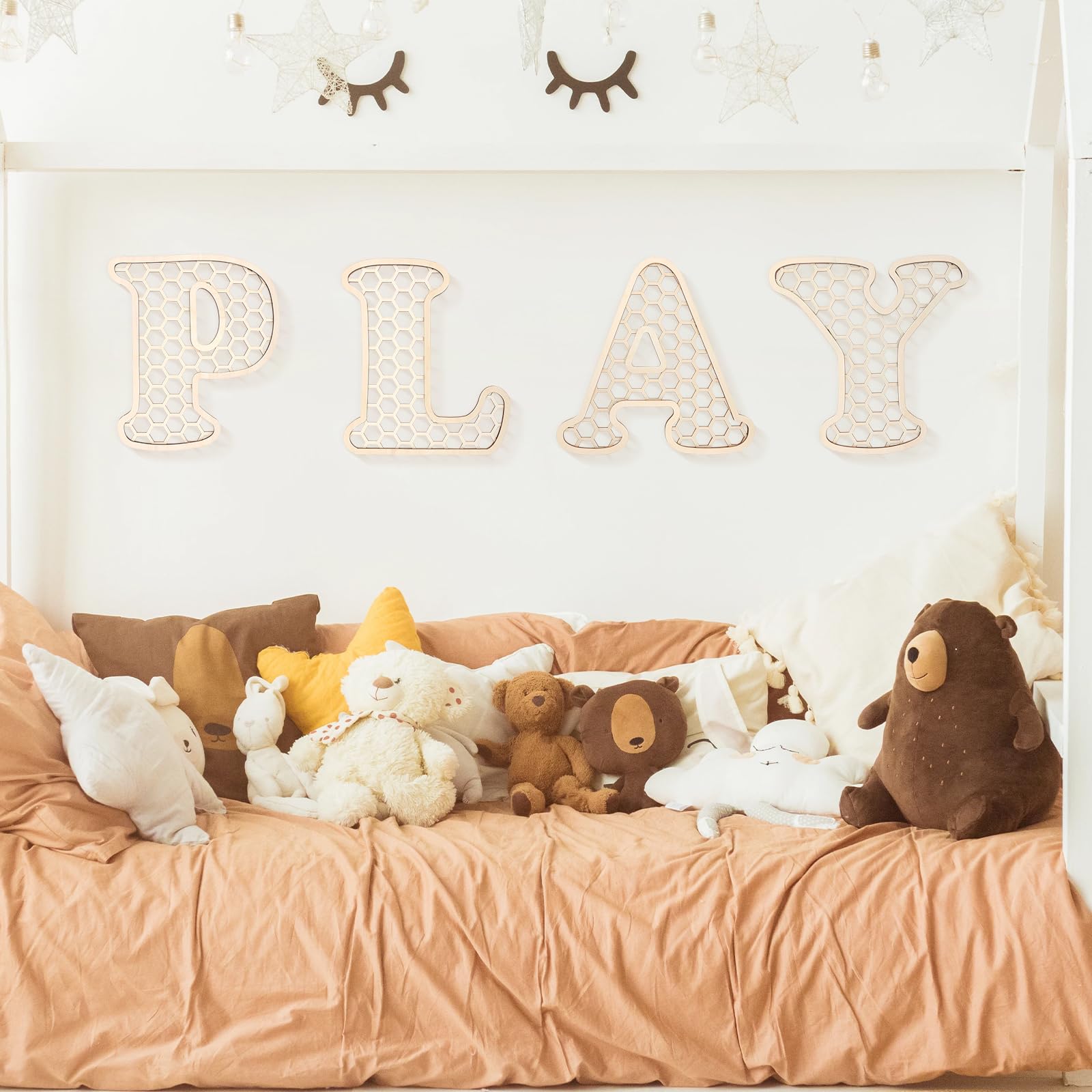 Generic customizable letters fit birthdays, baby showers, and daily playroom styling.