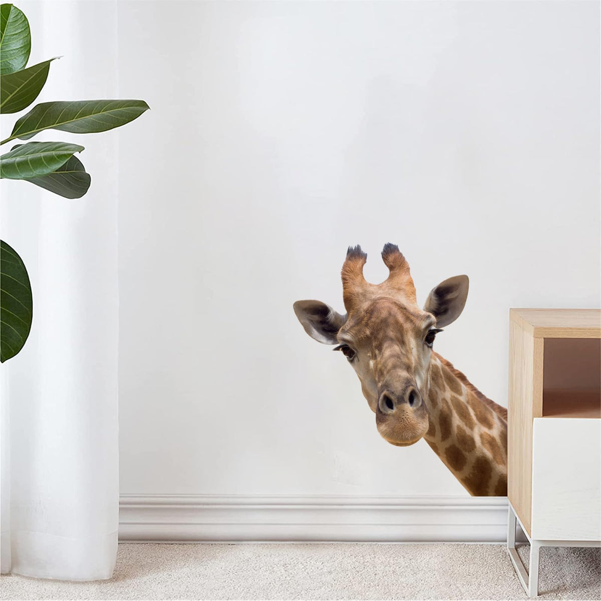 Generic Cute Giraffe Wall Decal with playful head for kids' rooms and easy peel-and-stick
