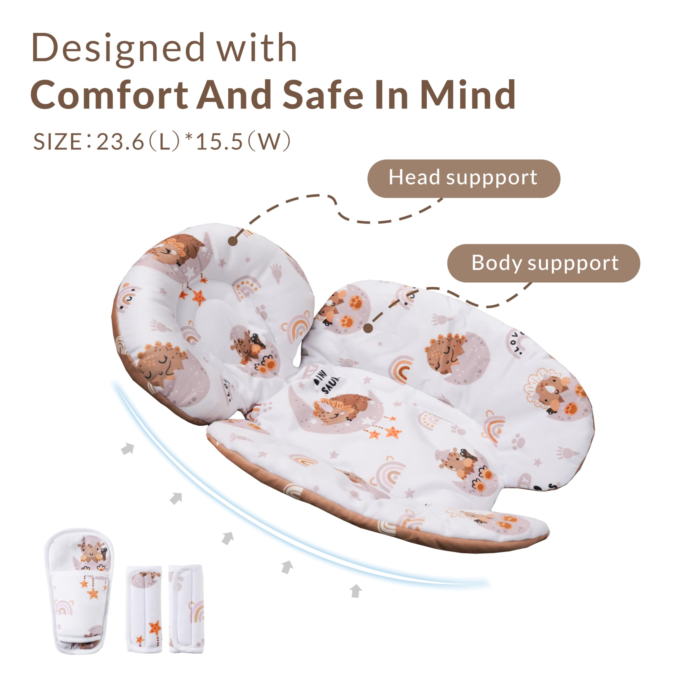 Generic Dinosaur Infant Seat Insert machine washable cold and easy care instructions