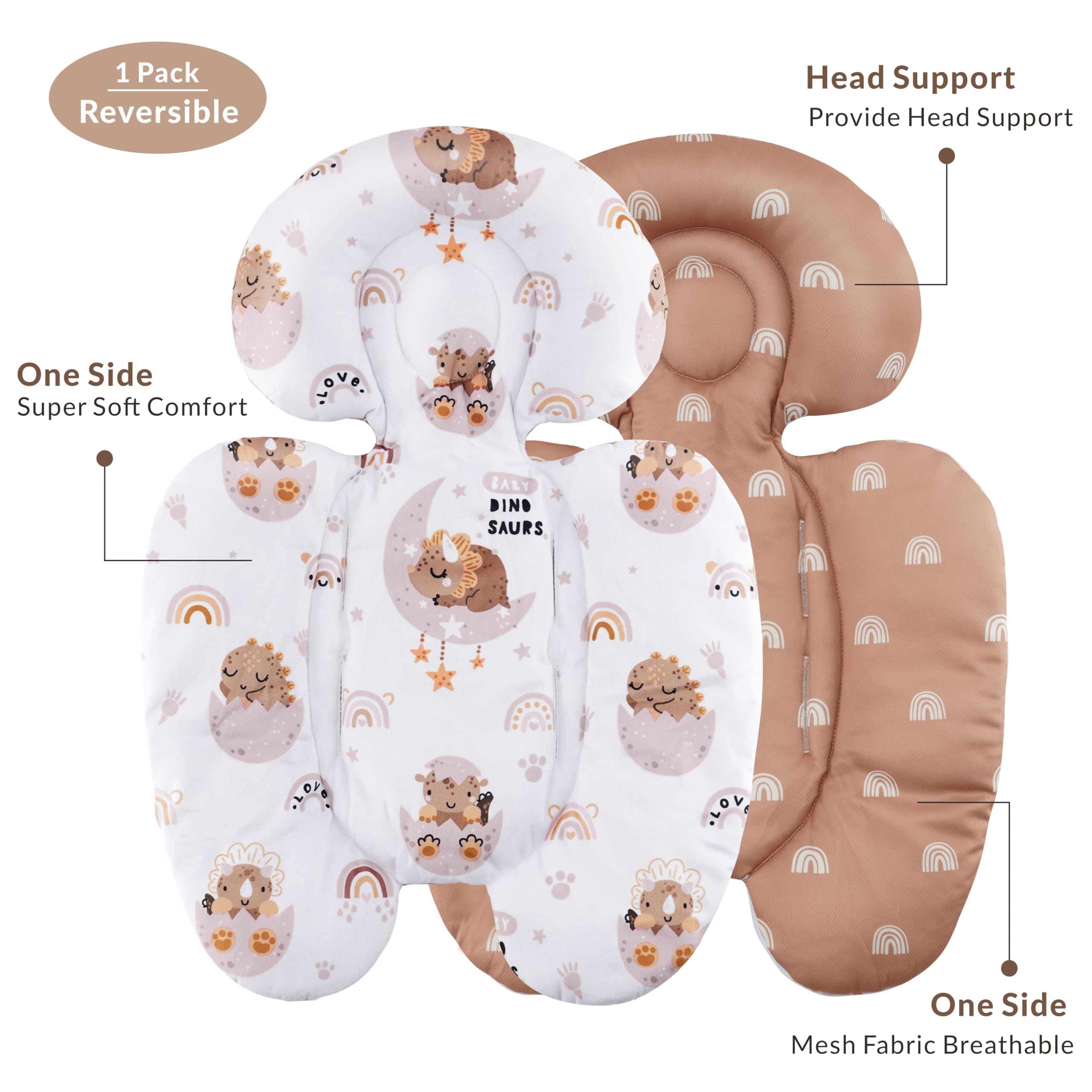 Generic Dinosaur Infant Seat Insert packaged with all components for quick setup