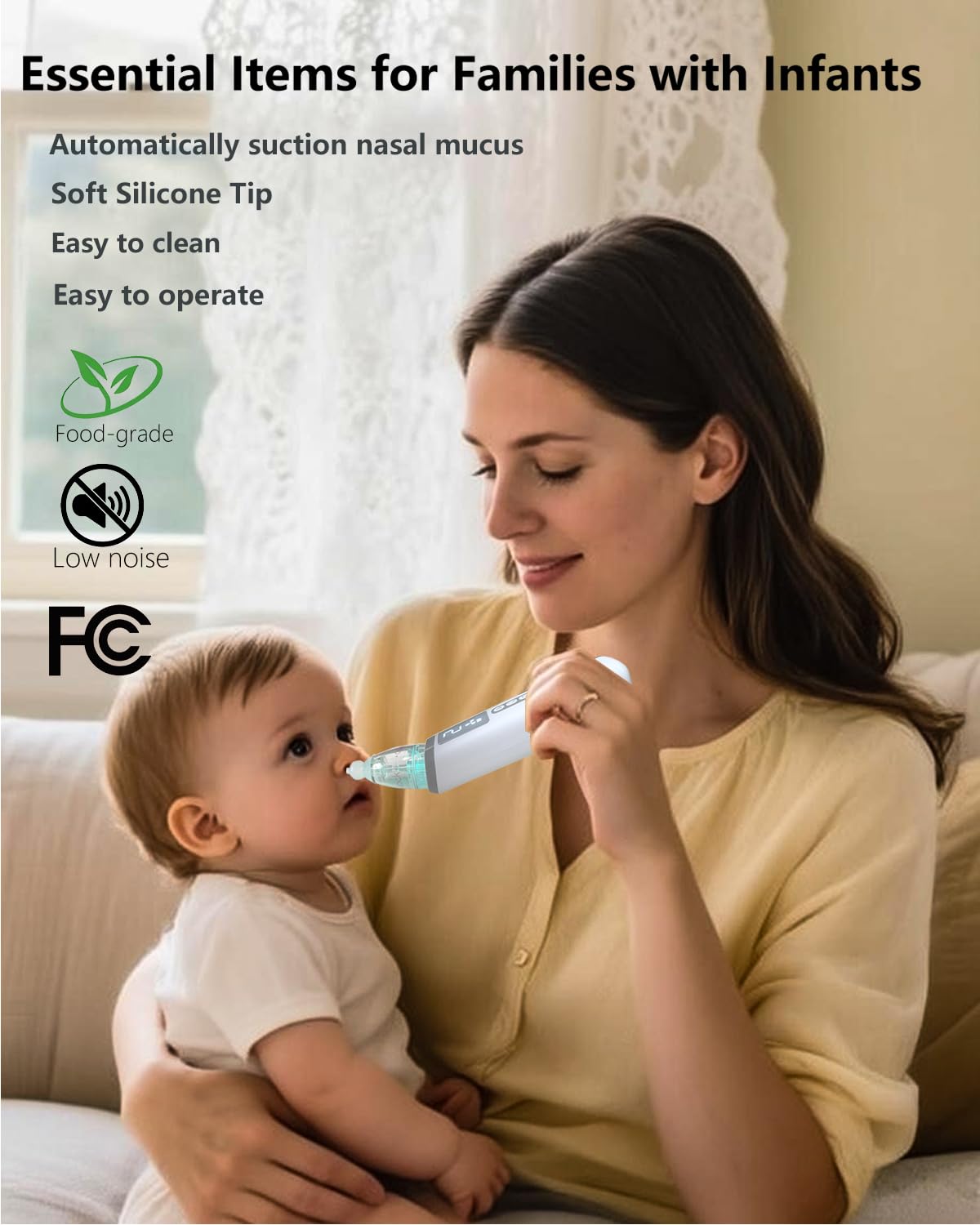 Three soft silicone tips for comfortable nasal clearing on tiny noses.