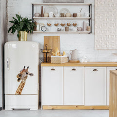 Generic giraffe wall decal on a smooth wall for easy, residue-free look