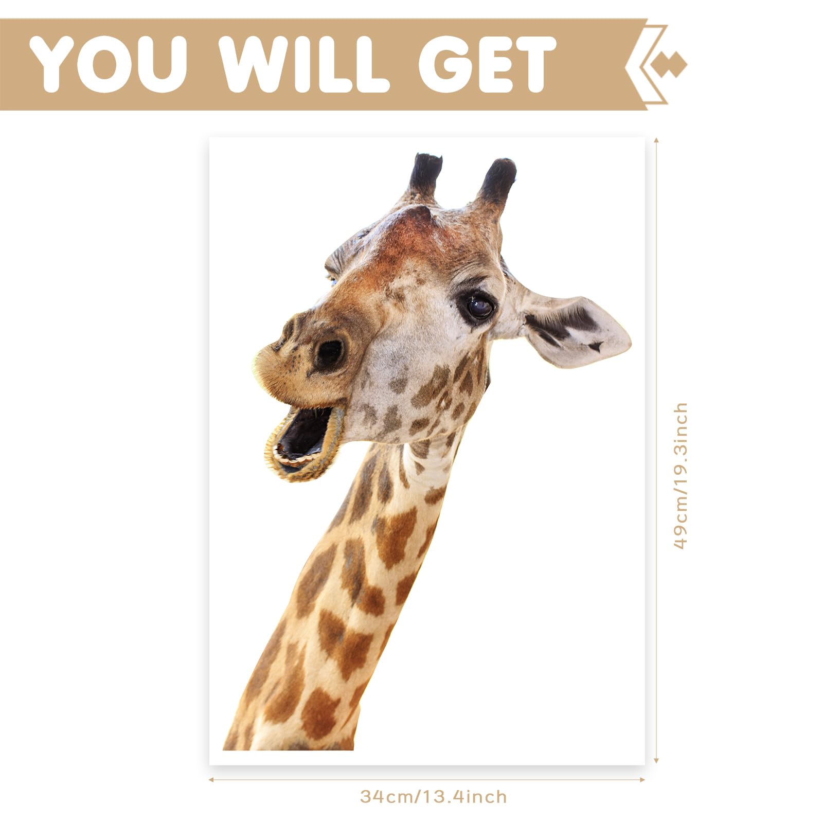 Generic giraffe wall decal being repositioned to suit changing decor ideas