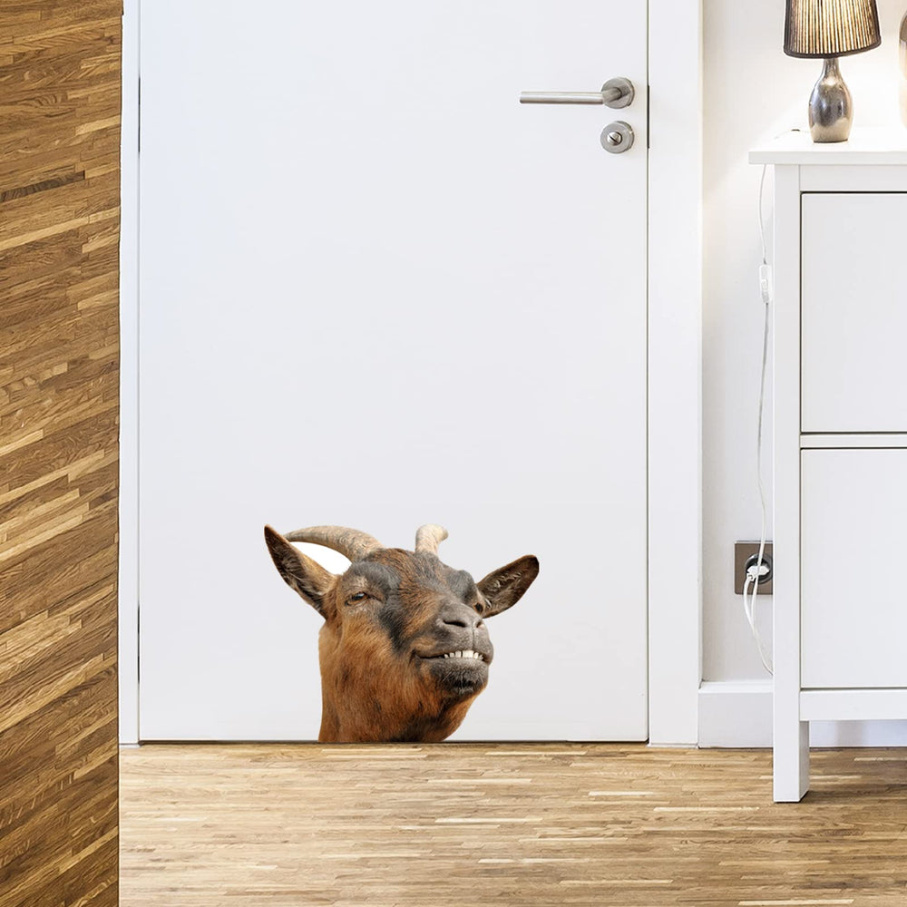 Generic Goat wall decal applied to a cabinet for farmhouse style.