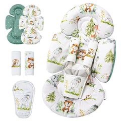 Generic infant car seat insert with head support in Green Woodland for cozy head stability
