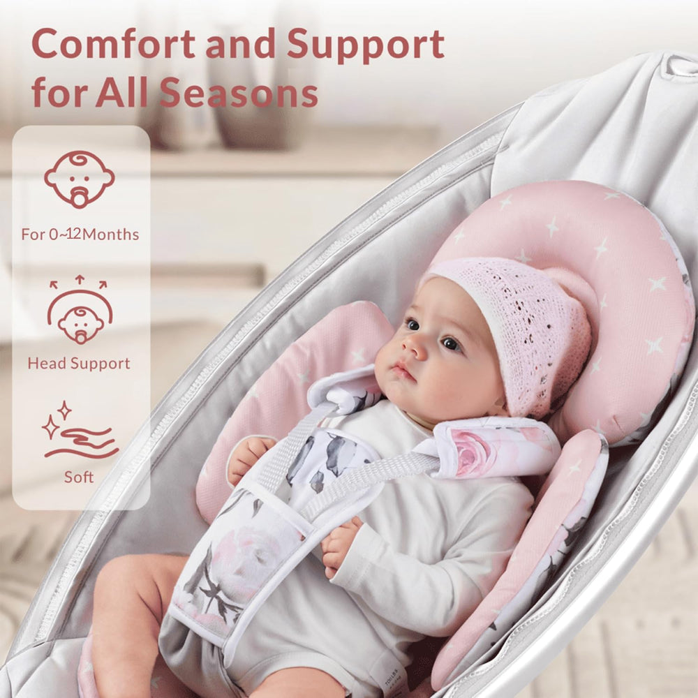 Generic Infant Car Seat Insert pink floral buckle cover protects harness contact