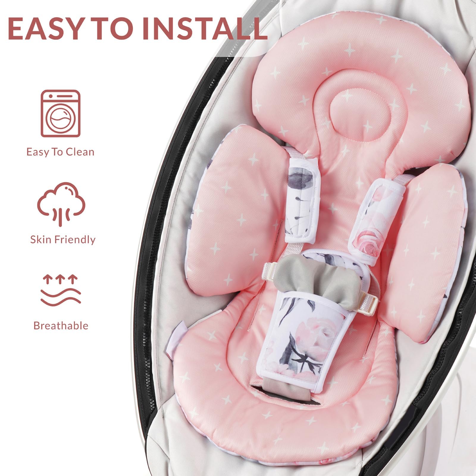 Generic Infant Car Seat Insert care instructions graphic for machine wash