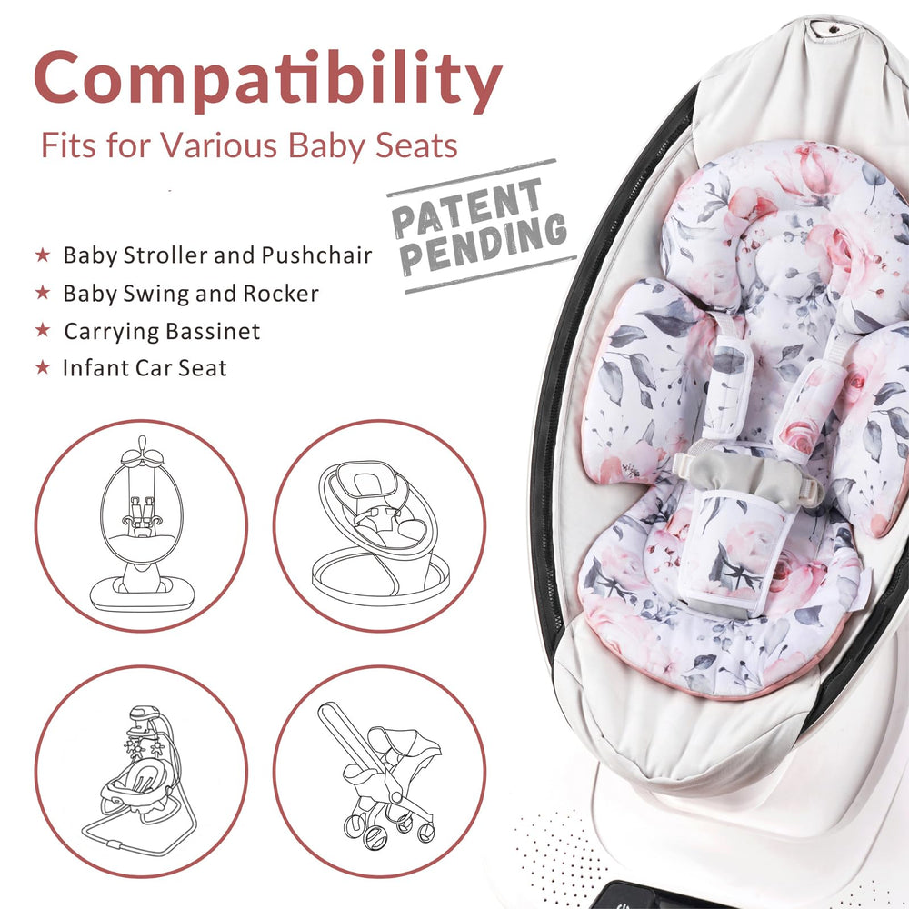 Generic Infant Car Seat Insert pink floral reversible side for all-season use