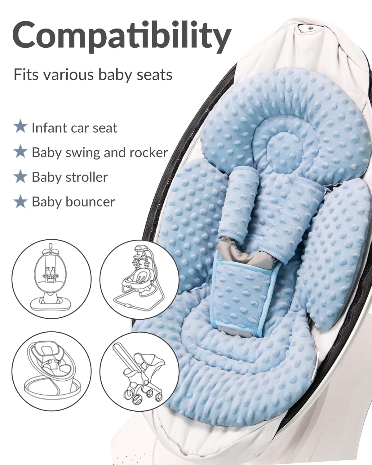 Generic infant insert dots dark blue reversible fabric close up