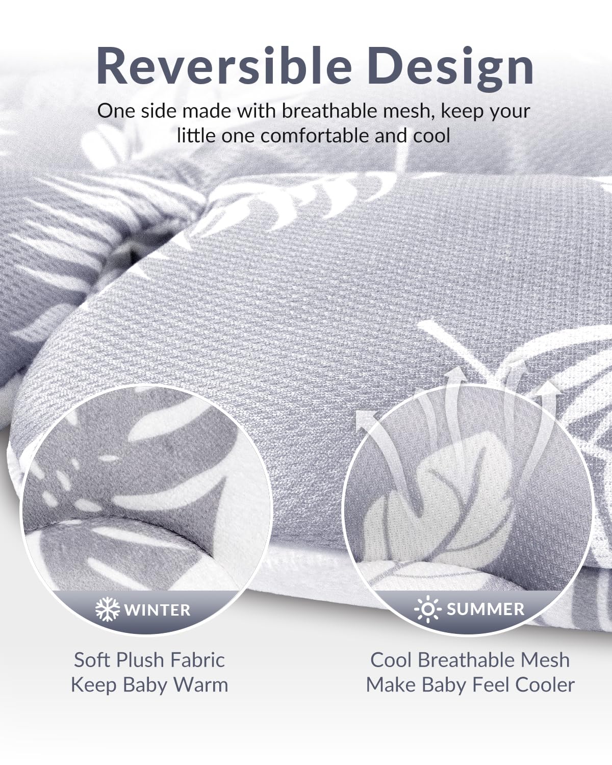  Belt covers included with Generic Infant Seat Insert for skin protection in Grey Leaf