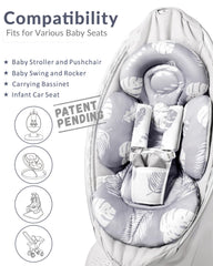 Breathable mesh back on Generic Infant Seat Insert keeps baby cool in Grey Leaf