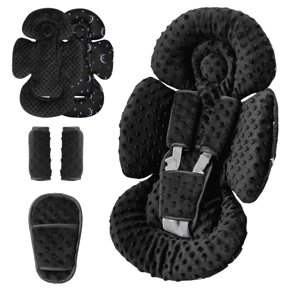 Generic infant seat insert head support improves newborn comfort during rides.