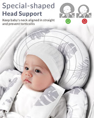 Reversible fabric on Generic Infant Seat Insert for seasonal comfort in Grey Leaf